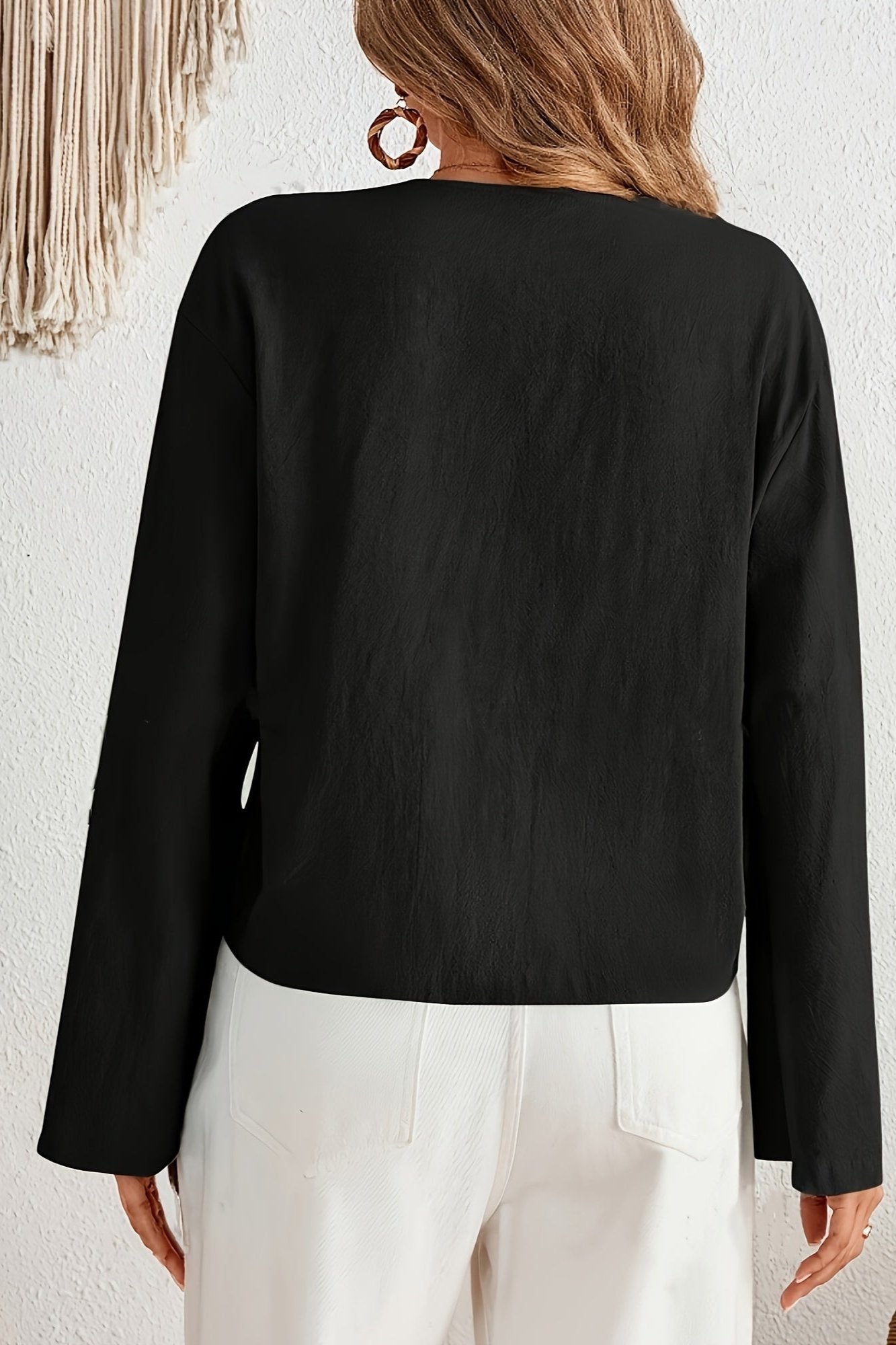 Blouse met strikjes, lange mouwen